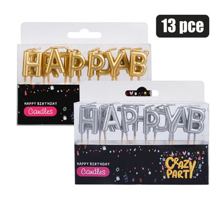 Candle birthday letters 13pce gld/slv