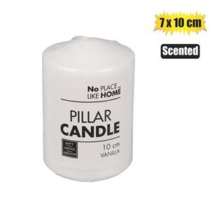 Candle pillar round white 10x7cm scented