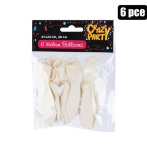 Balloons helium 6pc white f-01