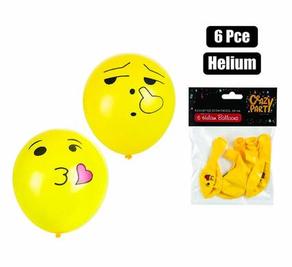 Balloons helium 6pc icon assorted f-01
