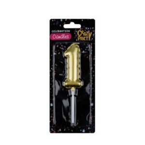 Candle birthday balloon no.1-gld 5cm