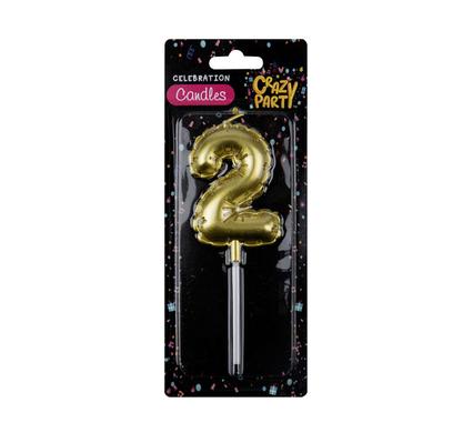 Candle birthday balloon no.2-gld 5cm