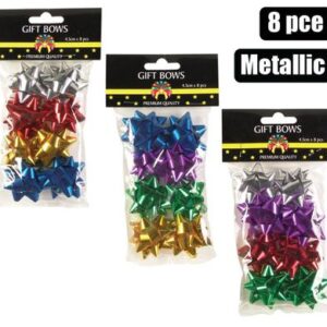 Gift-decor bow metallic 4.5cm 8pce asstd