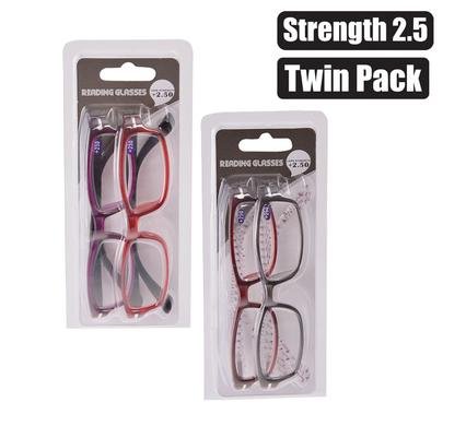 Reading glass twin packs strngth:2.5