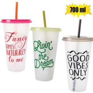 Tumbler sipper w/straw 700ml printed