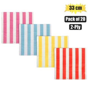 Serviettes 2ply 33cm 20pc stripes