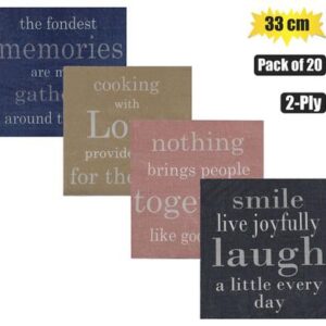 Serviettes 2ply 33cm 20pc sayings