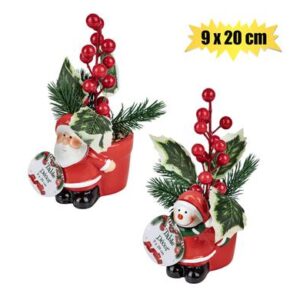 Xmas table decor flower in pot 9x20cm