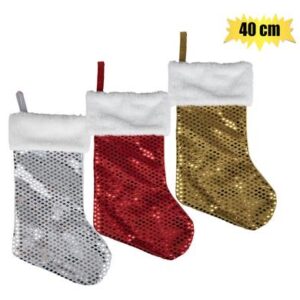 Xmas stockings sequins asstd 40cm