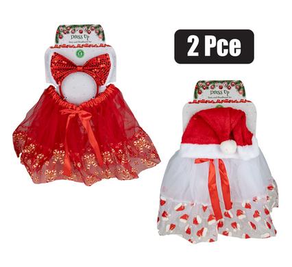 Xmas dress up tutu 2pc assorted