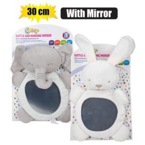 Baby plush rattle hanging mirror toy