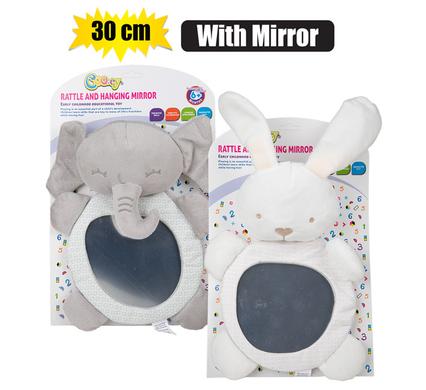 Baby plush rattle hanging mirror toy