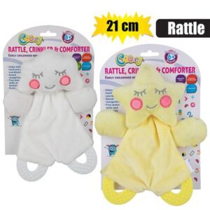 Baby plush rattle comforter & crinkle