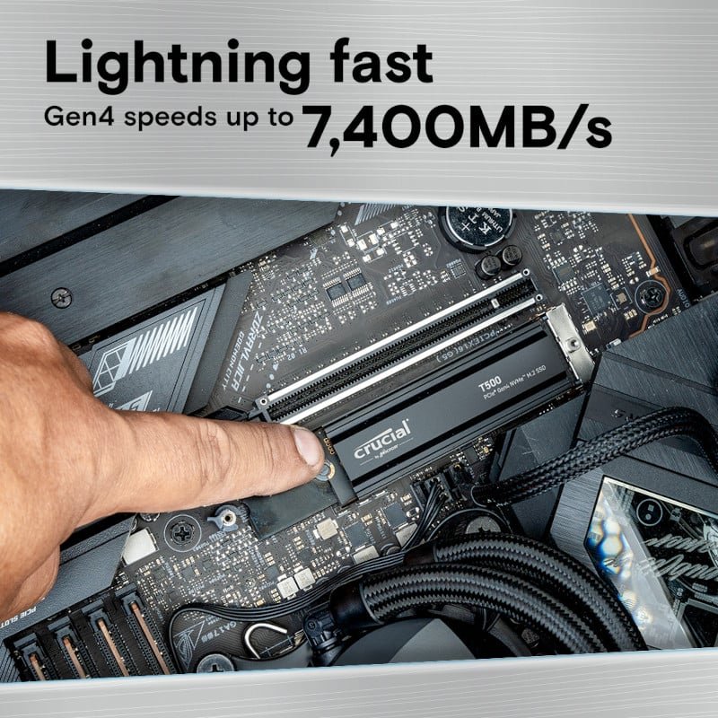 Crucial T500 1TB M.2 NVMe Gen4 with Heatsink NAND SSD - Image 4